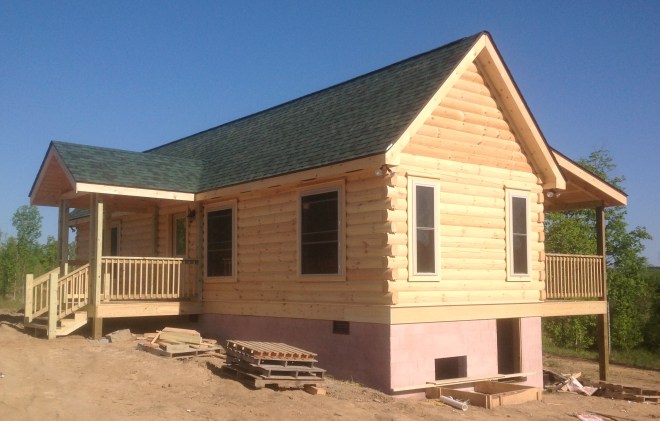 Here is the cabin, shortly after installation on the foundation.